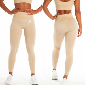 Pursue Fitness ADAPT Seamless High waisted Leggings Marl Beige Athletic Size L